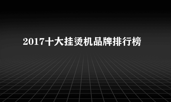 2017十大挂烫机品牌排行榜