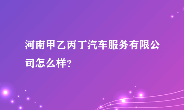 河南甲乙丙丁汽车服务有限公司怎么样？