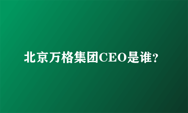 北京万格集团CEO是谁？