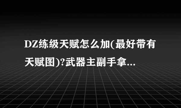 DZ练级天赋怎么加(最好带有天赋图)?武器主副手拿什么速度的?