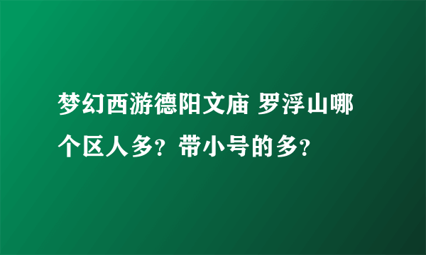 梦幻西游德阳文庙 罗浮山哪个区人多？带小号的多？