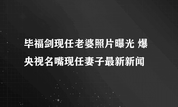 毕福剑现任老婆照片曝光 爆央视名嘴现任妻子最新新闻