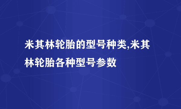 米其林轮胎的型号种类,米其林轮胎各种型号参数