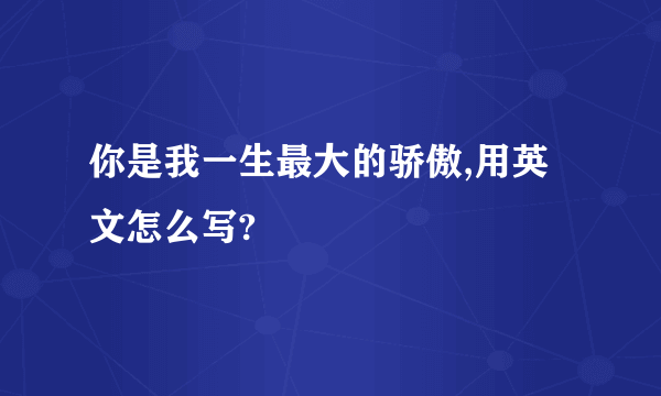 你是我一生最大的骄傲,用英文怎么写?