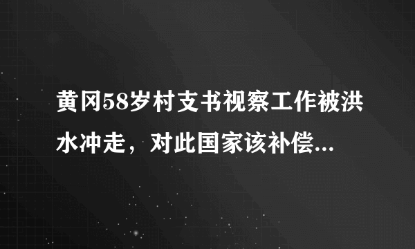 黄冈58岁村支书视察工作被洪水冲走，对此国家该补偿多少钱？