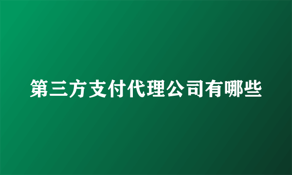 第三方支付代理公司有哪些