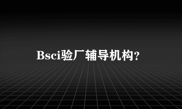 Bsci验厂辅导机构？