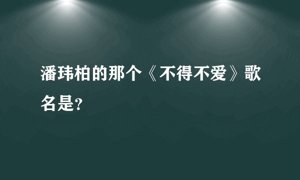 潘玮柏的那个《不得不爱》歌名是？