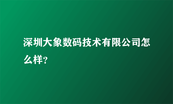 深圳大象数码技术有限公司怎么样？