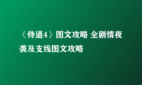 《侍道4》图文攻略 全剧情夜袭及支线图文攻略