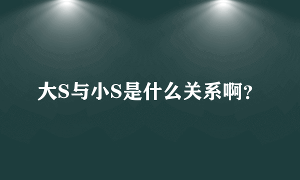 大S与小S是什么关系啊？