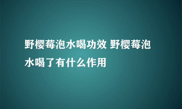 野樱莓泡水喝功效 野樱莓泡水喝了有什么作用