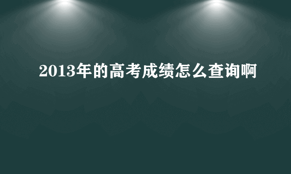 2013年的高考成绩怎么查询啊