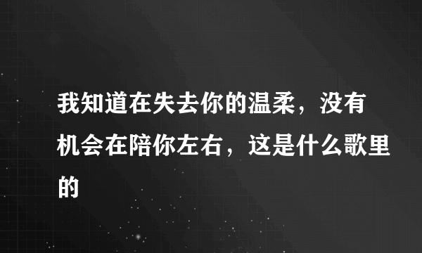 我知道在失去你的温柔，没有机会在陪你左右，这是什么歌里的