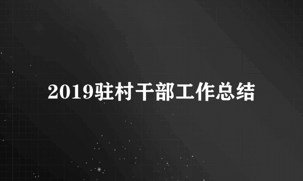 2019驻村干部工作总结