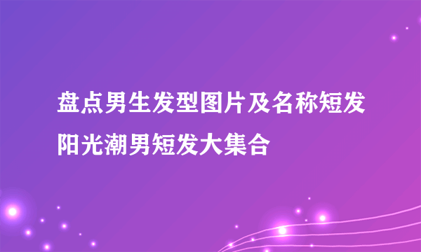 盘点男生发型图片及名称短发阳光潮男短发大集合