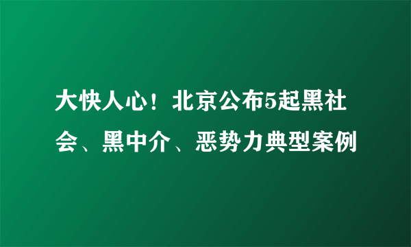 大快人心！北京公布5起黑社会、黑中介、恶势力典型案例