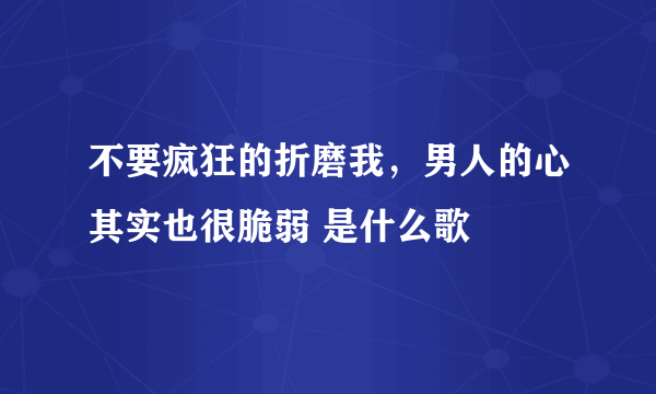 不要疯狂的折磨我，男人的心其实也很脆弱 是什么歌