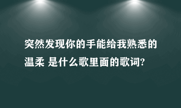 突然发现你的手能给我熟悉的温柔 是什么歌里面的歌词?