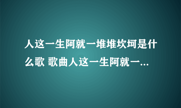 人这一生阿就一堆堆坎坷是什么歌 歌曲人这一生阿就一堆堆坎坷出自哪首歌