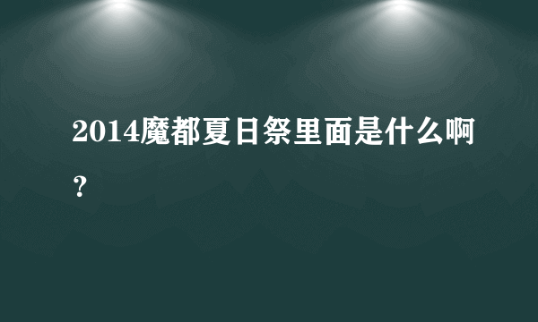 2014魔都夏日祭里面是什么啊？