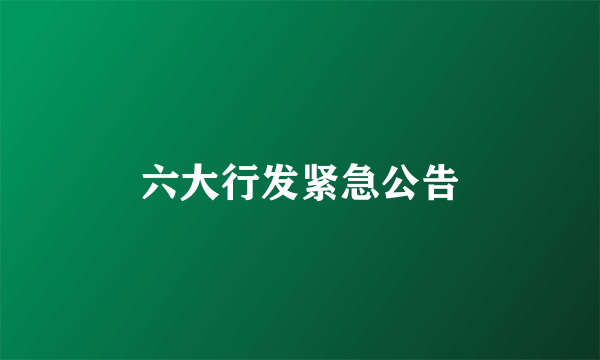 六大行发紧急公告