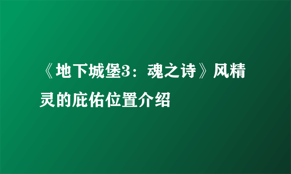 《地下城堡3：魂之诗》风精灵的庇佑位置介绍