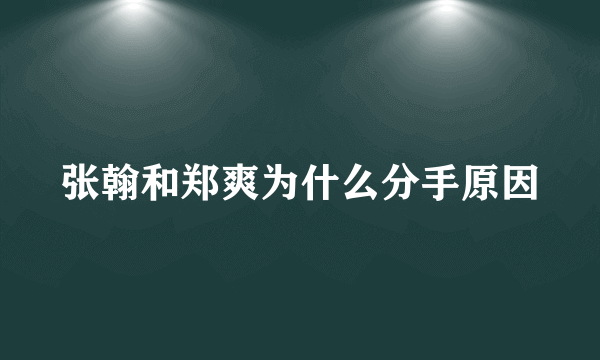 张翰和郑爽为什么分手原因