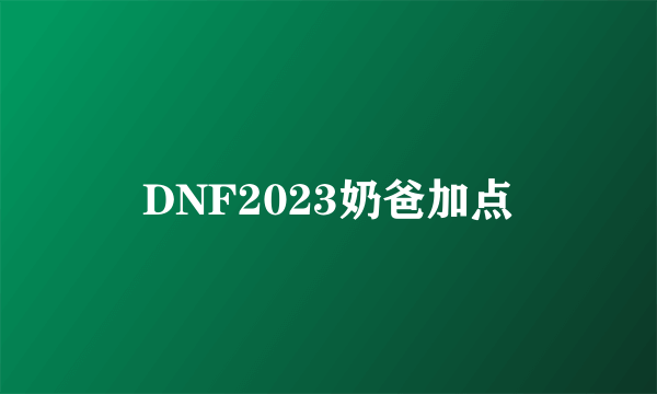 DNF2023奶爸加点