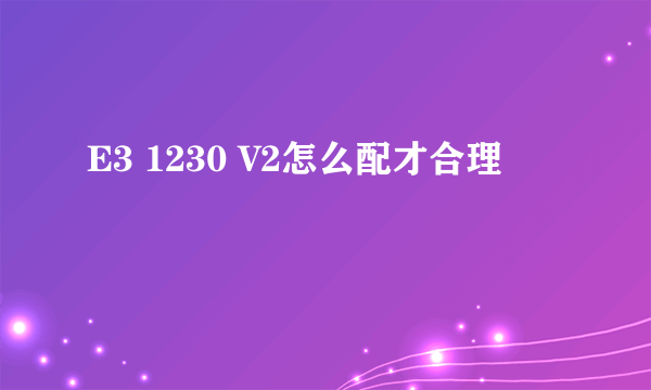 E3 1230 V2怎么配才合理