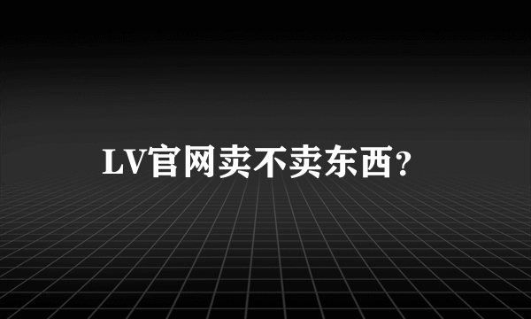 LV官网卖不卖东西？