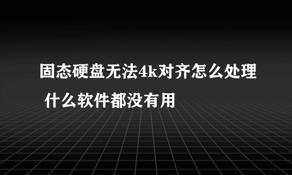 固态硬盘无法4k对齐怎么处理 什么软件都没有用