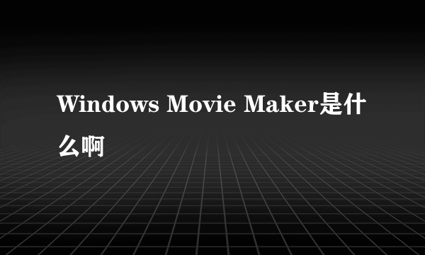 Windows Movie Maker是什么啊