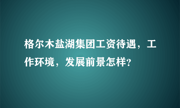 格尔木盐湖集团工资待遇，工作环境，发展前景怎样？