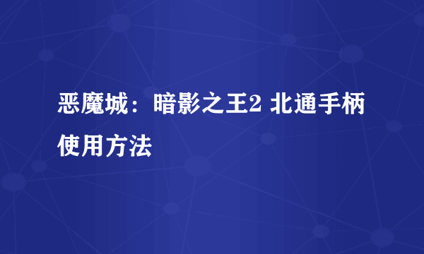 恶魔城：暗影之王2 北通手柄使用方法