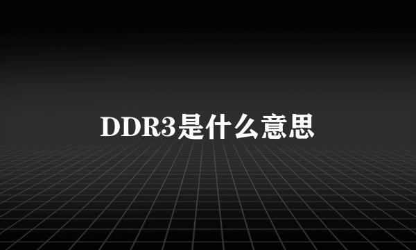 DDR3是什么意思