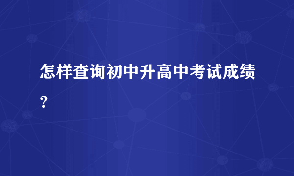 怎样查询初中升高中考试成绩？