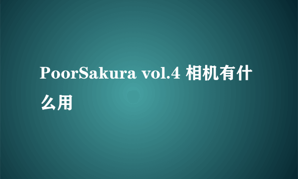 PoorSakura vol.4 相机有什么用