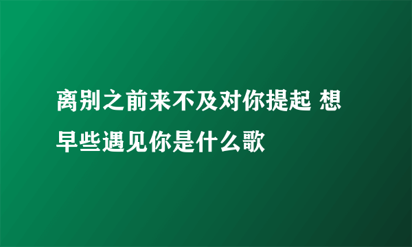 离别之前来不及对你提起 想早些遇见你是什么歌