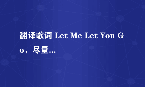 翻译歌词 Let Me Let You Go，尽量翻译的不要太生硬