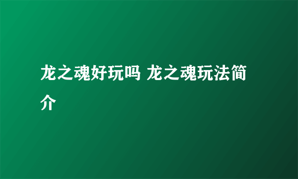 龙之魂好玩吗 龙之魂玩法简介