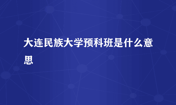 大连民族大学预科班是什么意思