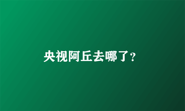 央视阿丘去哪了？