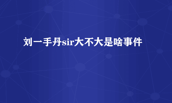 刘一手丹sir大不大是啥事件