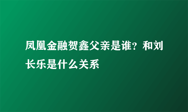 凤凰金融贺鑫父亲是谁？和刘长乐是什么关系