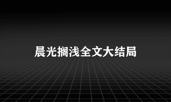 晨光搁浅全文大结局