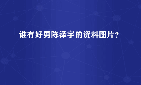 谁有好男陈泽宇的资料图片？