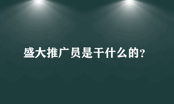 盛大推广员是干什么的？