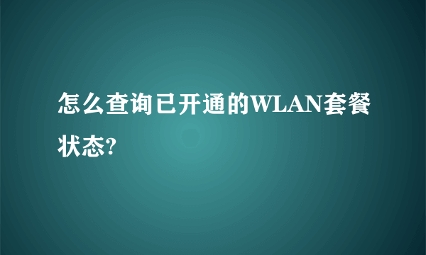 怎么查询已开通的WLAN套餐状态?