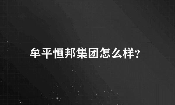 牟平恒邦集团怎么样？